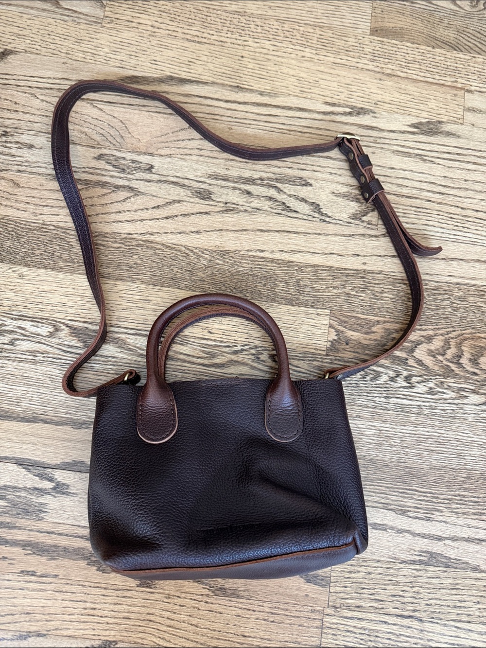 Portland Leather Dark Brown Pebble-Grain Leather Bag